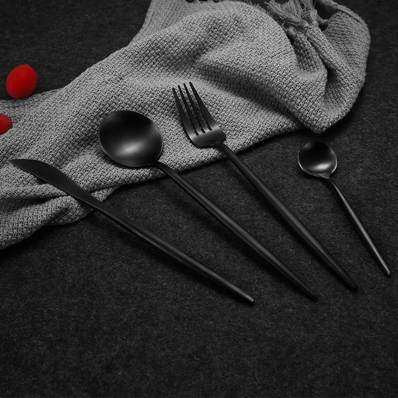 Столовая ложка, вилка, ножи 4 шт./компл. черные столовые приборы посуда 304 Нержавеющая сталь Western Кухня Еда свадебные посуда набор посуды
