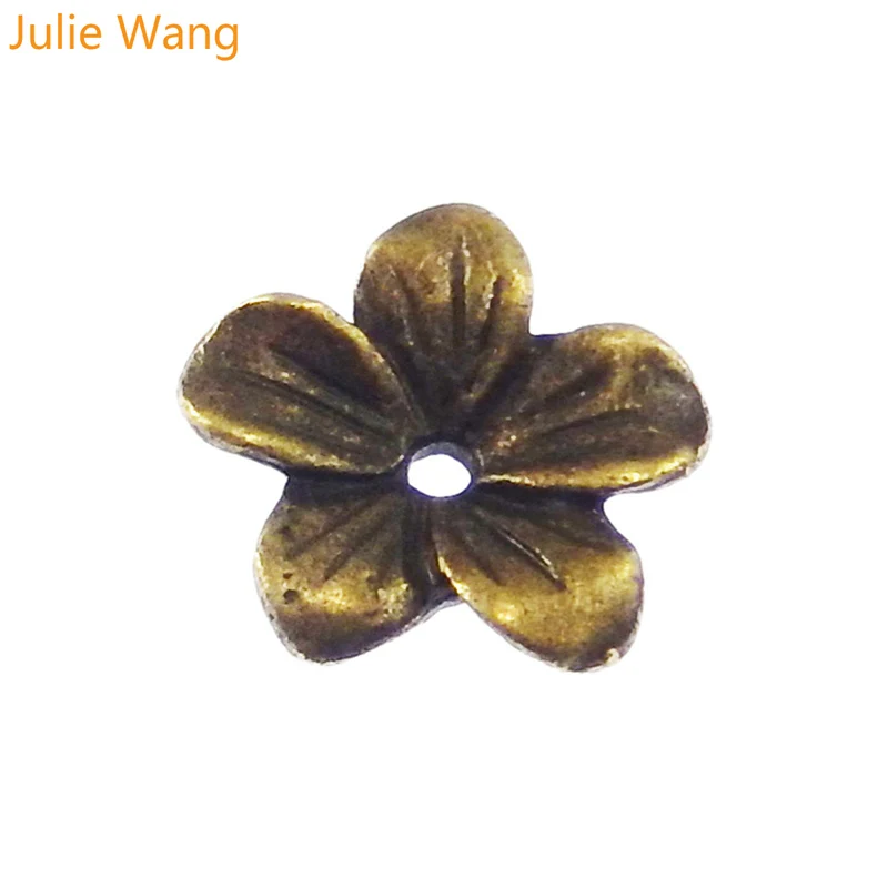 Julie Wang 60 шт./лот Античная бронзовая бусина в форме цветка из сплава Подвески для