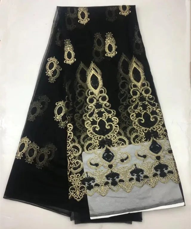 Черный кружевной ткани 2017 высокое качество кружева золотой шнурка для