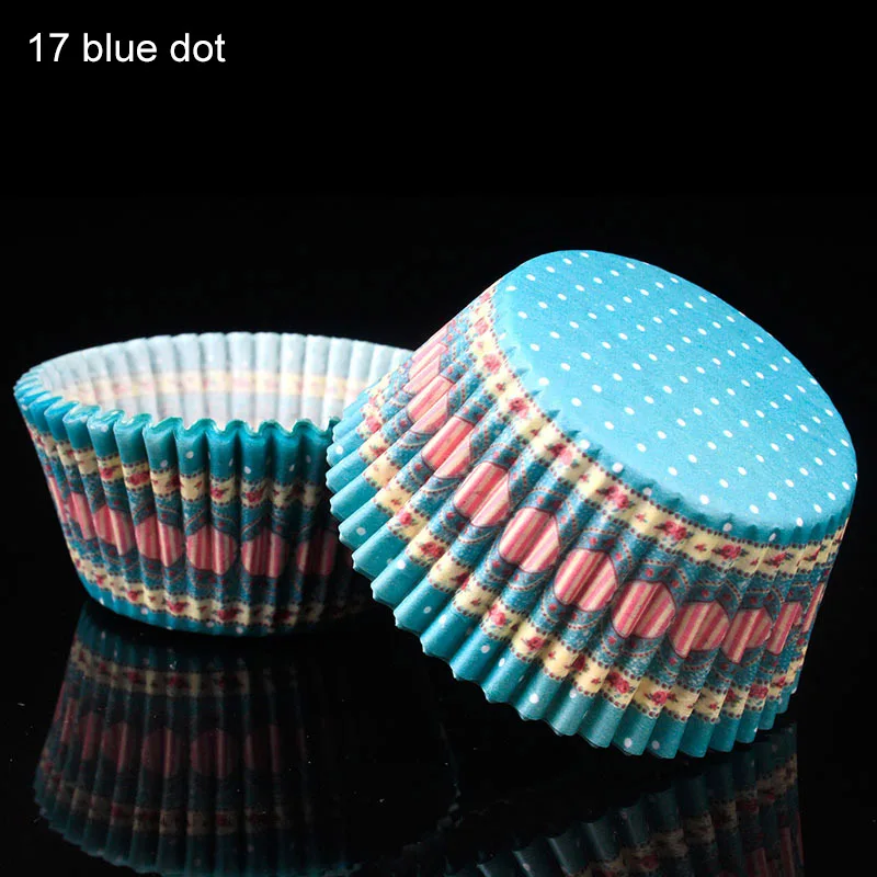 17 blue dot 100 шт. бумажный стаканчик для торта, маленькая форма для торта, коробка для кексов, форма для выпечки, инструмент для украшения торта, лайнер для торта, кухонные аксессуары - Цвет: 17 blue dot