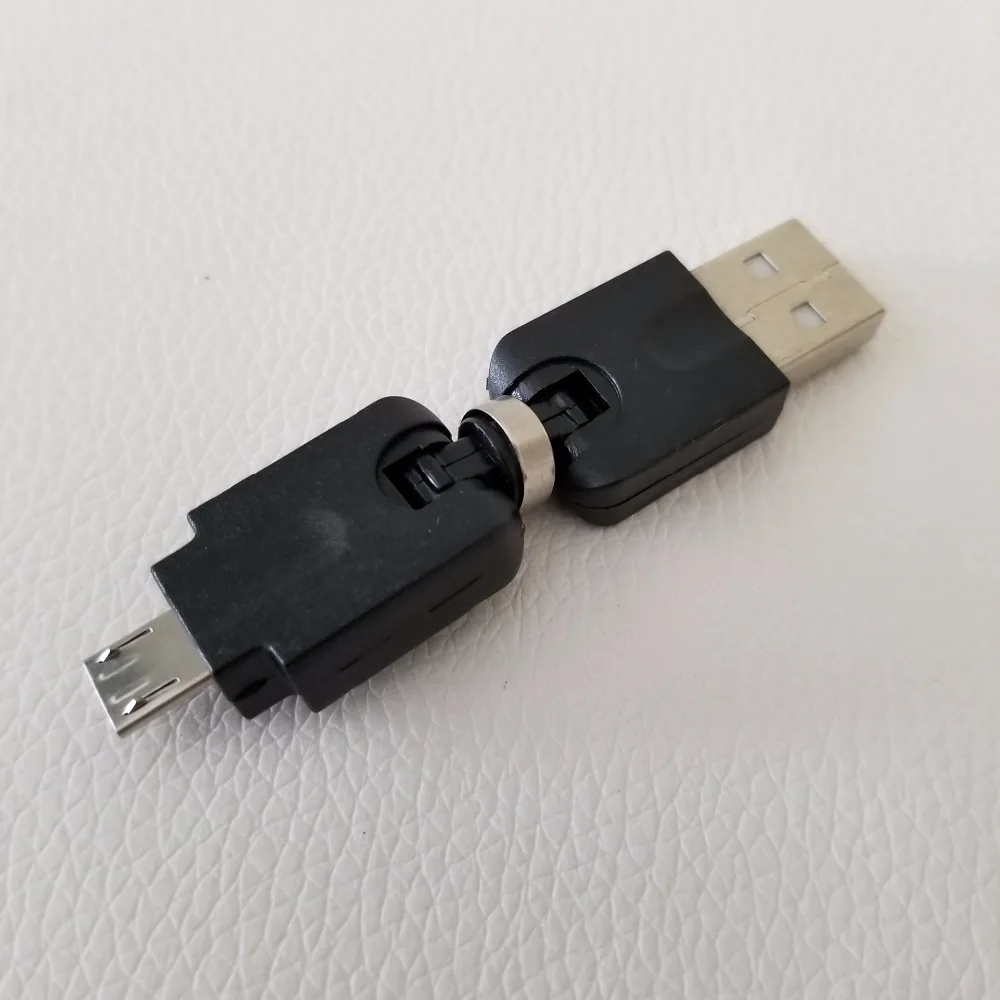 10 шт./лот 360 градусов USB Micro B штекер-USB A штекер Адаптер вращения Автомобильный