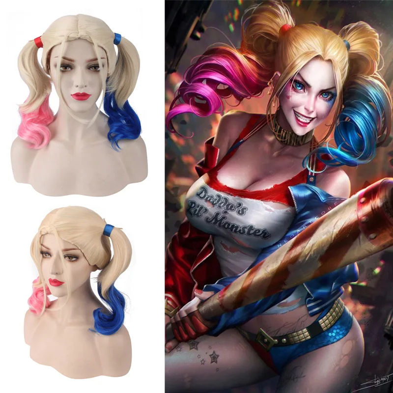 Harleen Quinzel Косплей Бэтмен Джокер Отряд Самоубийц Харли Квинн парик для Хэллоуина Косплей костюмы