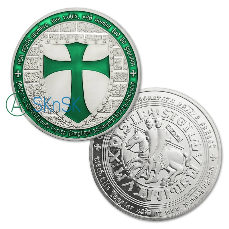 Набор из 14 серебряных/позолоченных монет в европейском стиле крест тамплиеров