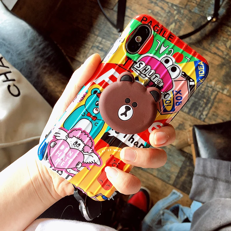 Для iphone XS max милый чехол с граффити для переноски багажа 8plus 8 X XR 6 6s p 7 7P оболочка +