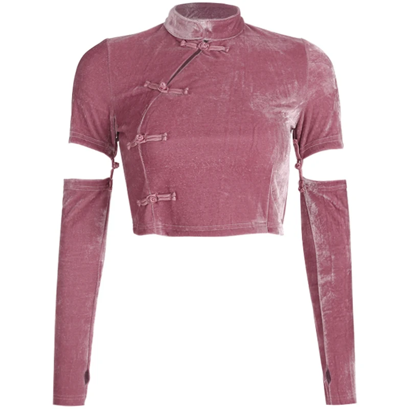 2019 г. осенние и зимние новые пупочной тонкий сексуальный рукава Сплит вырез