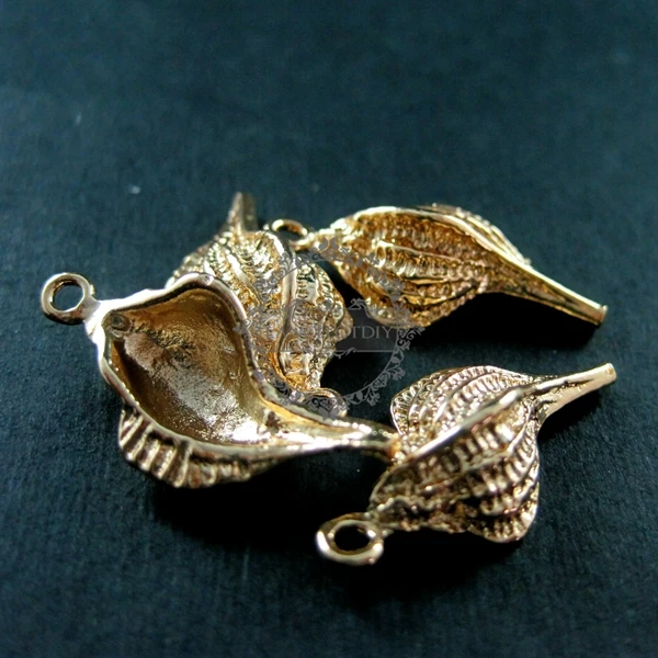

12x22mm gold color brass sea shell DIY pendant charm supplies findings 1850185