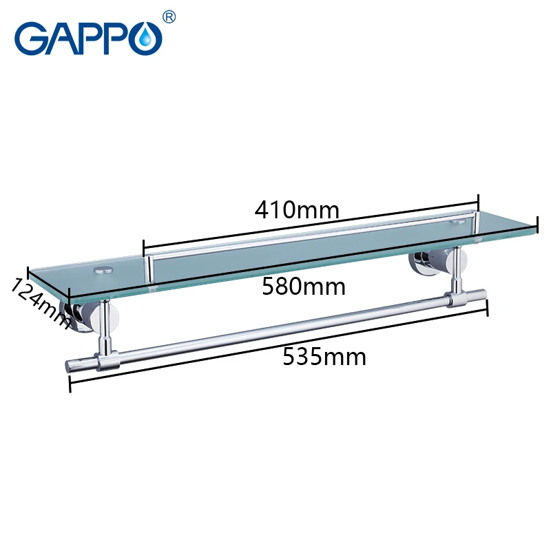 GAPPO Ванная комната полки Стекло латунь вешалка для полотенец двойной держатель