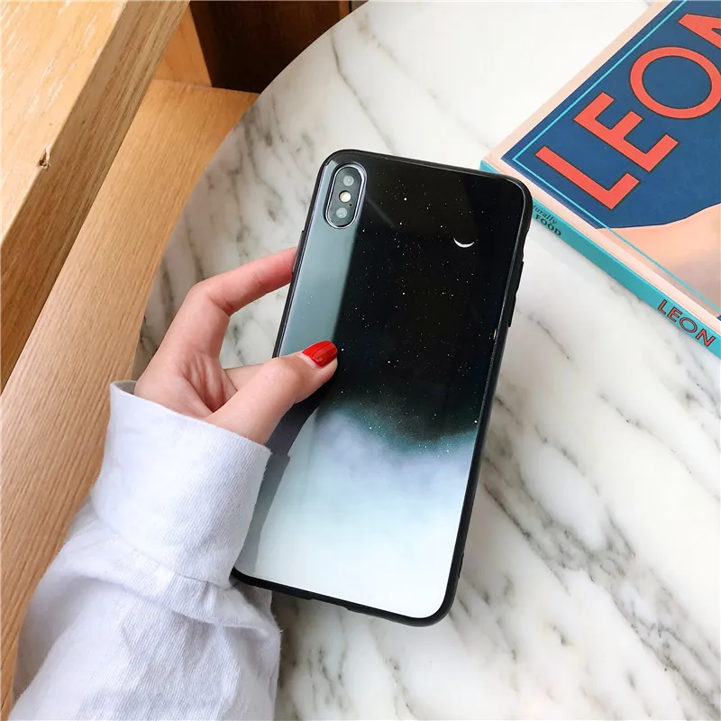 Чехол для iPhone X XR XS Max 8 7 6 6s плюс прекрасный мультфильм звездное небо Луна
