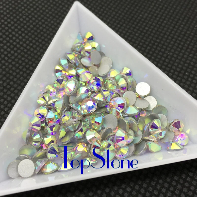Стразы с плоским основанием TopStone все размеры кристаллы AB/прозрачные без горячей