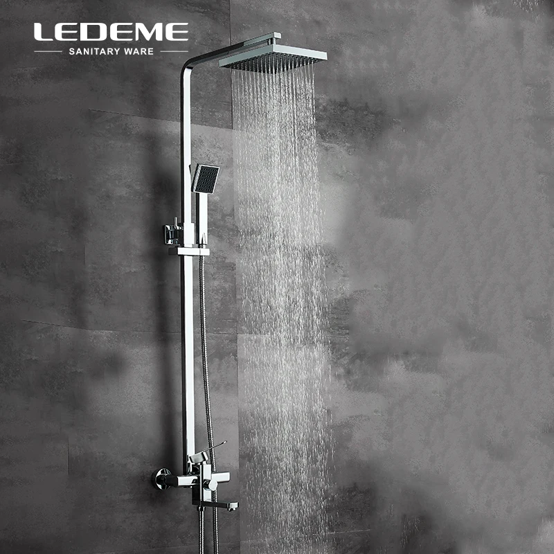 LEDEME хромированный квадратный смеситель для душа с большой насадкой и ABS L2433 |