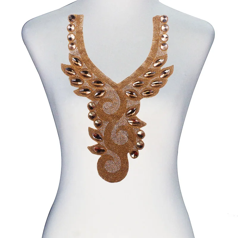 5 шт. кристалл горячей фиксации мотив воротник со стразами железо на шнуре