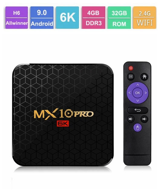 Приставка Смарт ТВ MX10 Pro Android 9 0 4 ядра + 32/64 ГБ 2 ГГц Wi Fi|ТВ-приставки и медиаплееры| |