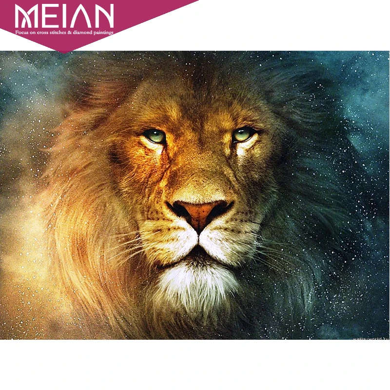 Алмазная картина Meian, вышивка крестиком, 5D, украшение для комнаты, Лев, ручная работа, сделай сам, Алмазная мозаика, вышивка, стразы, узор, новинка