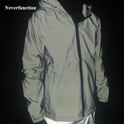 Весенне-осенняя мужская Свободная полная Светоотражающая ветровка с капюшоном водонепроницаемая мужская повседневная куртка хип-хоп бейсбольные пальто плюс размер 4XL