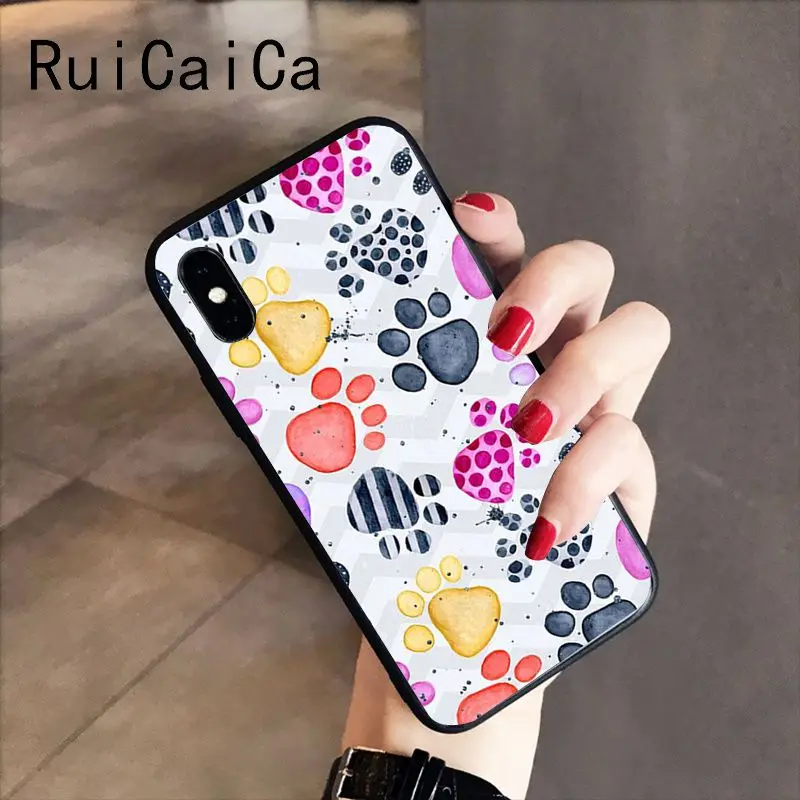 RuiCaiCa отпечаток лапы собаки клиент высокого качества чехол для телефона iPhone 8 7 6S 6Plus X XS MAX 5 5S SE XR 10 Чехол