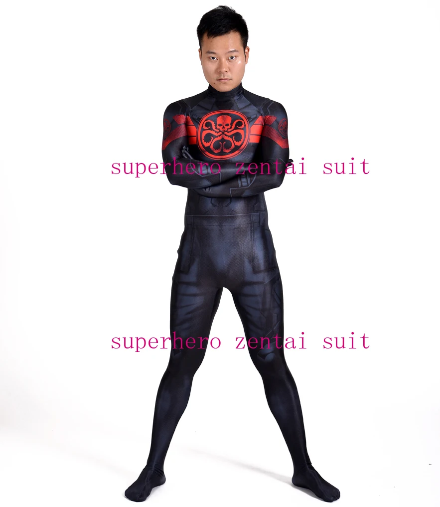 Костюм для косплея Капитан Америка Гидра Hail Hydra Zentai 3D принт лайкра спандекс