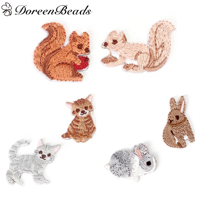 DoreenBeads Новая Мода Кролик Кот Белка Животные вышивка DIY патчи одежды ремесло