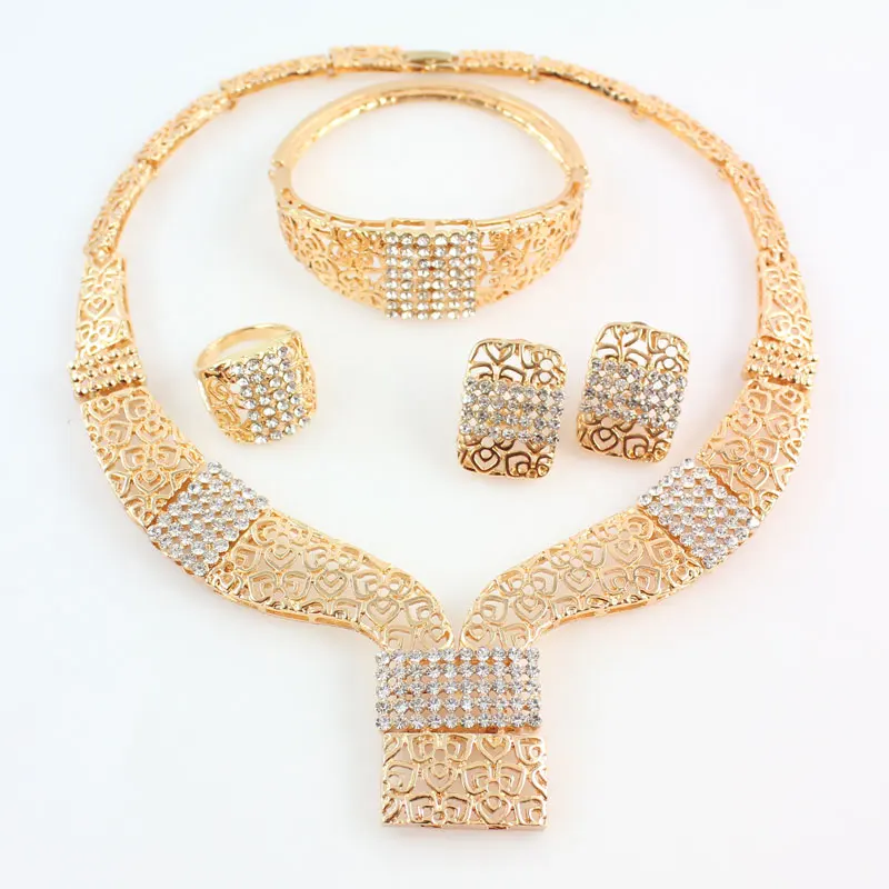 Ювелирные наборы золотого цвета африканские бусы воротник массивное ожерелье