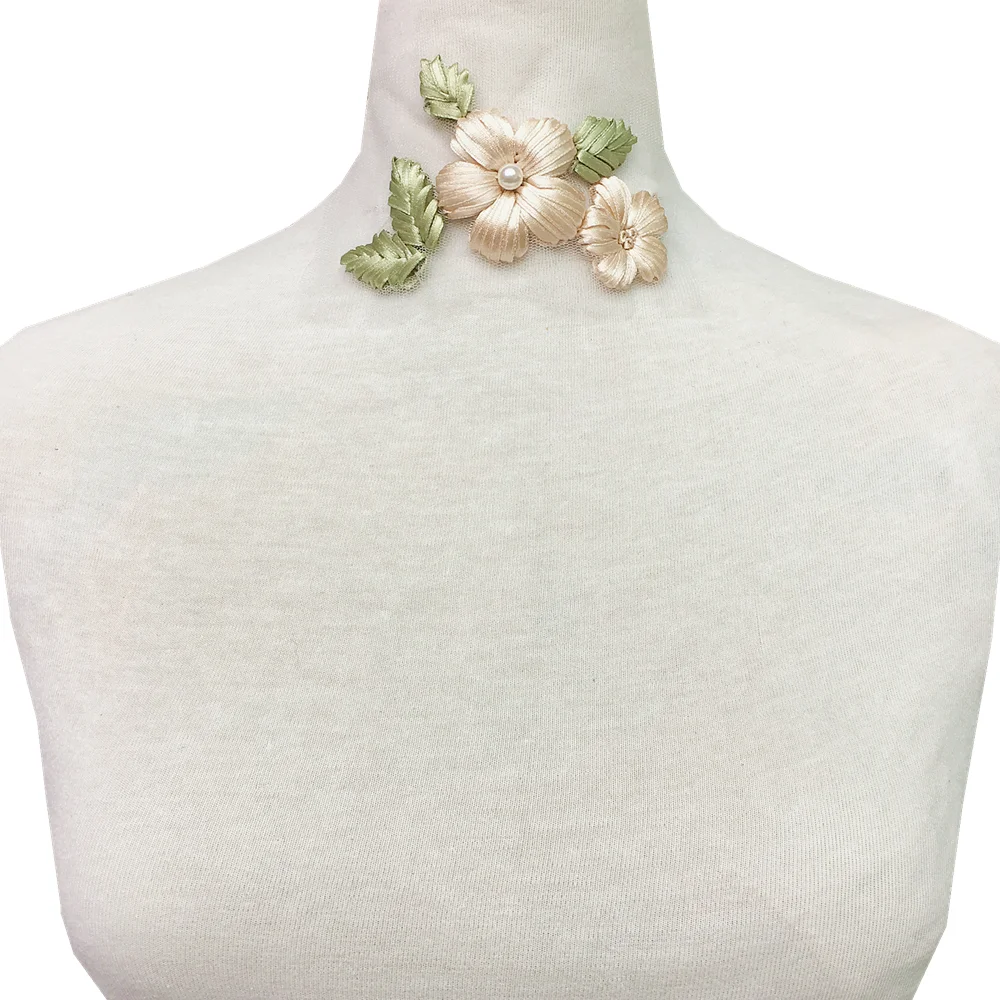 3 шт. вышитая жемчугом лента вышивка нашивка 3d цветок вышитые нашивки аппликация