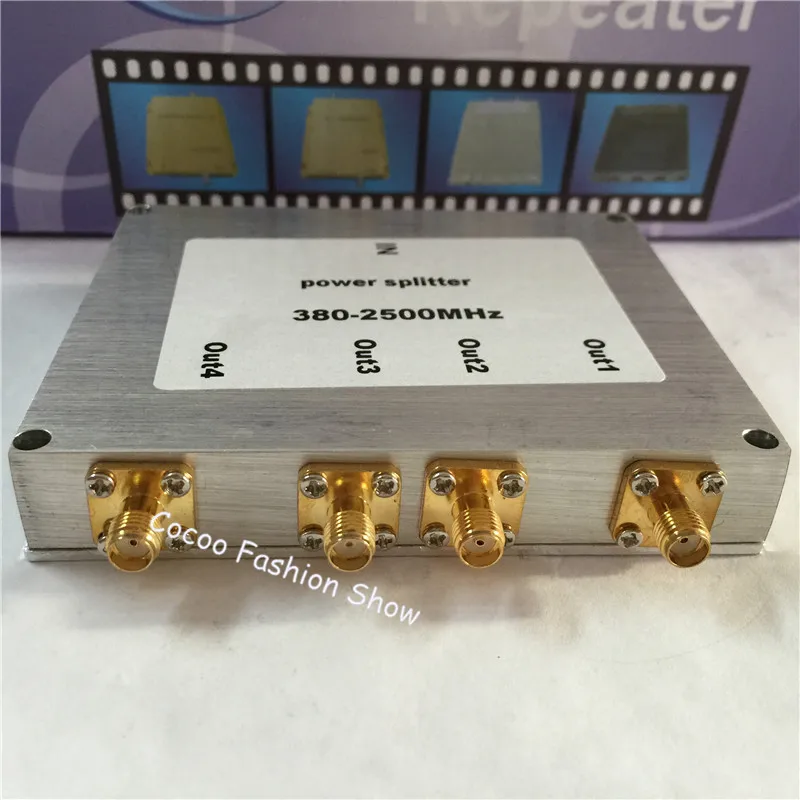 ZQTMAX 380 ~ 2500 МГц 4-сторонний SMA разделитель/сплиттер питания на мобильный телефон