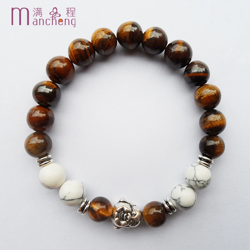Мужские бусины голова Будды Йога браслет Новое поступление натуральный тигровый