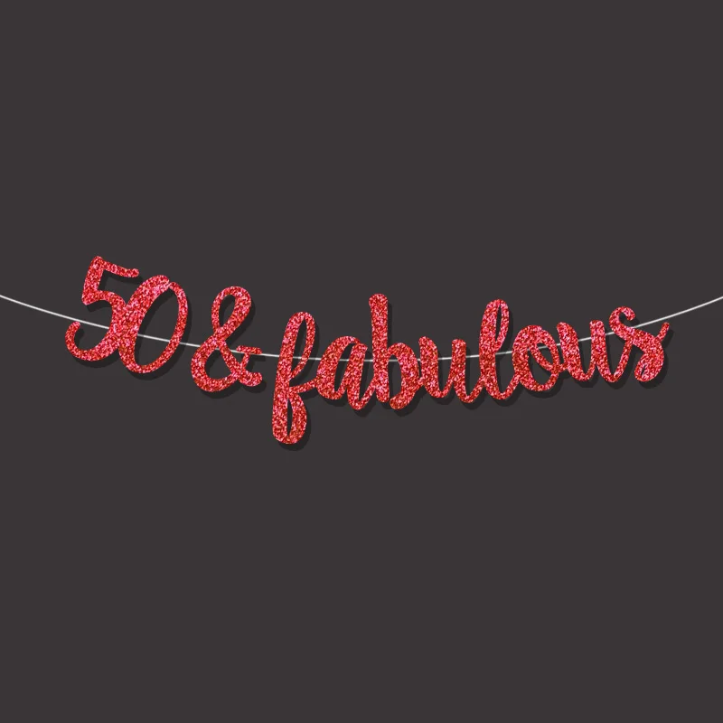 Золотой/черный/серебряный блеск 50& замечательный баннер 50th happpy День Рождения Декор 50 юбилейные праздничные украшения поставки - Цвет: red