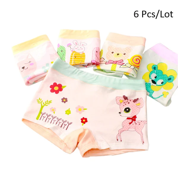 Color B 6 Pcs Хорошее качество; 6 шт./лот; стиль; детское хлопковое нижнее белье для девочек; милые короткие трусы; детские трусы; смешанные цвета - Цвет: Color B 6 Pcs