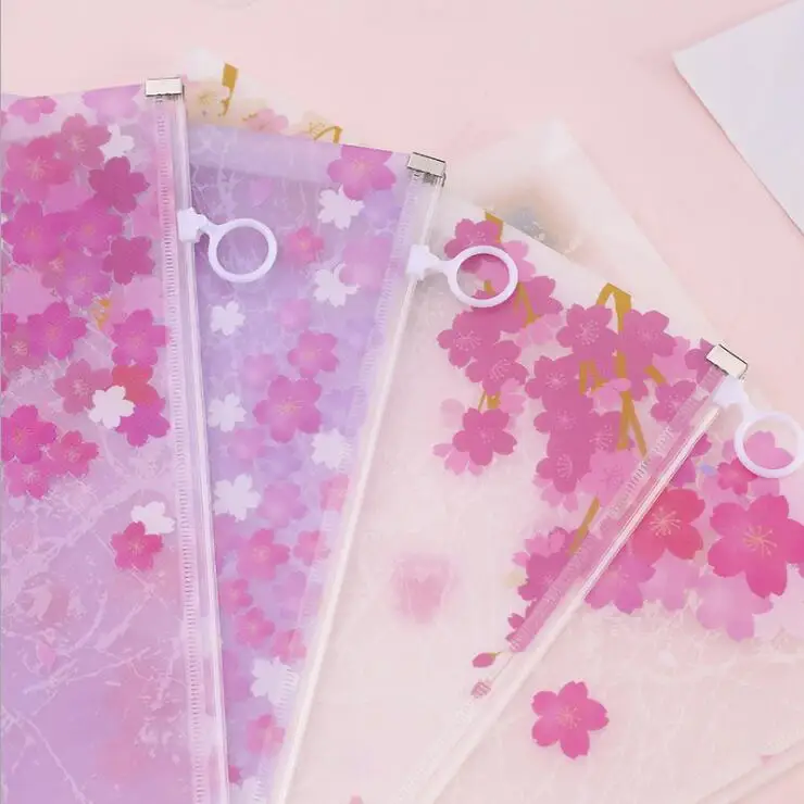 Новейший 1 шт. ПВХ красивые цветки сакуры, японской вишни Kawaii A4 папка для документов офисная сумка органайзер для документов сумка для студентов бумажный чехол для хранения