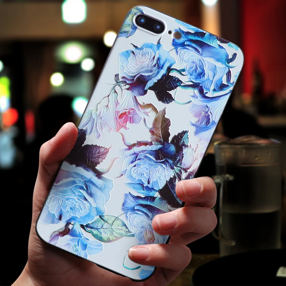 Чехол с объемным тиснением и цветочным рисунком для iPhone XR 6 6S 7 8 Plus 5 5S для iPhone 11 Pro XS Max для iPhone X чехол TPU Capa - Цвет: bdlanhua