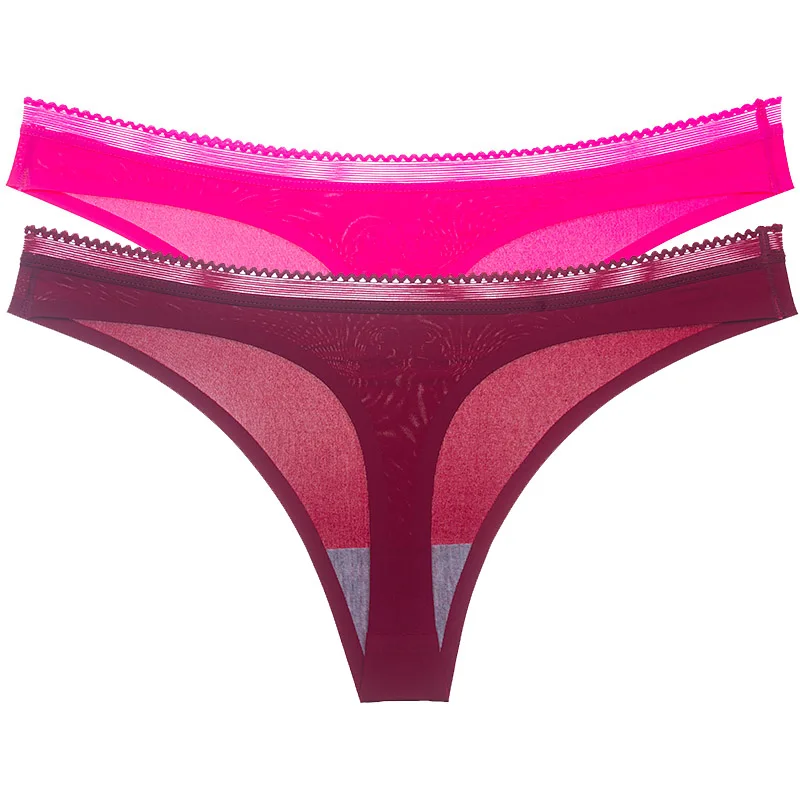 Burgundy Pink 2 шт., сексуальные женские стринги, стринги, женские трусы-танга, трусы с низкой посадкой, женское нижнее белье, трусики-стринги S9789 - Цвет: Burgundy Pink