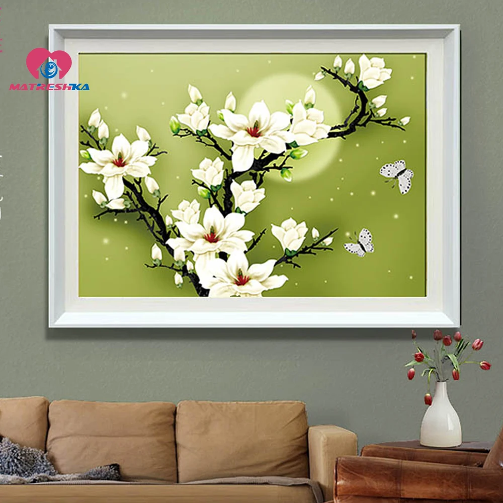 Точные бусины с принтом вышивка магнолии в Луне бисерное ремесло рукоделие