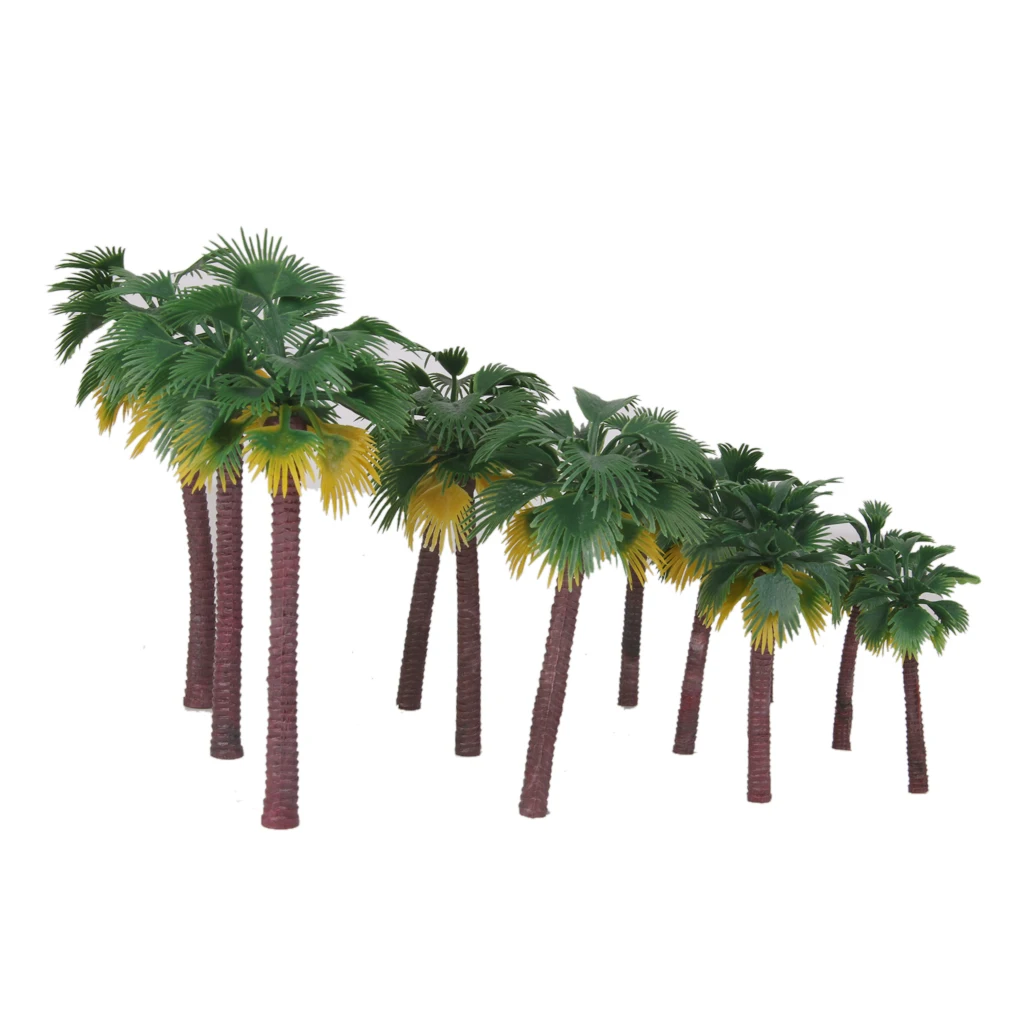 12Pcs 1:65-1:150 Scale Painted Model Palm Trees Layout Railway ...