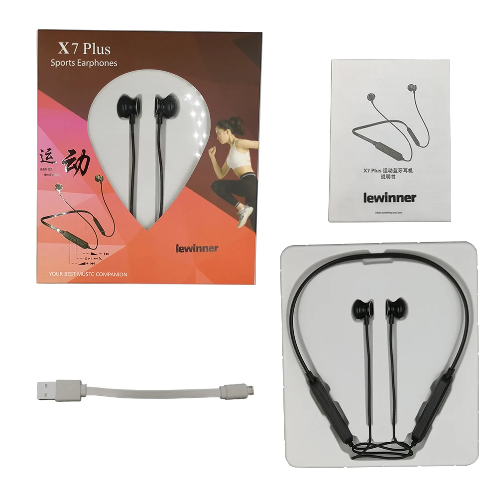 Lewinner X7 plus шейные беспроводные наушники спортивные Bluetooth наушники с двойной батареей с микрофоном гарнитура наушник Auriculares