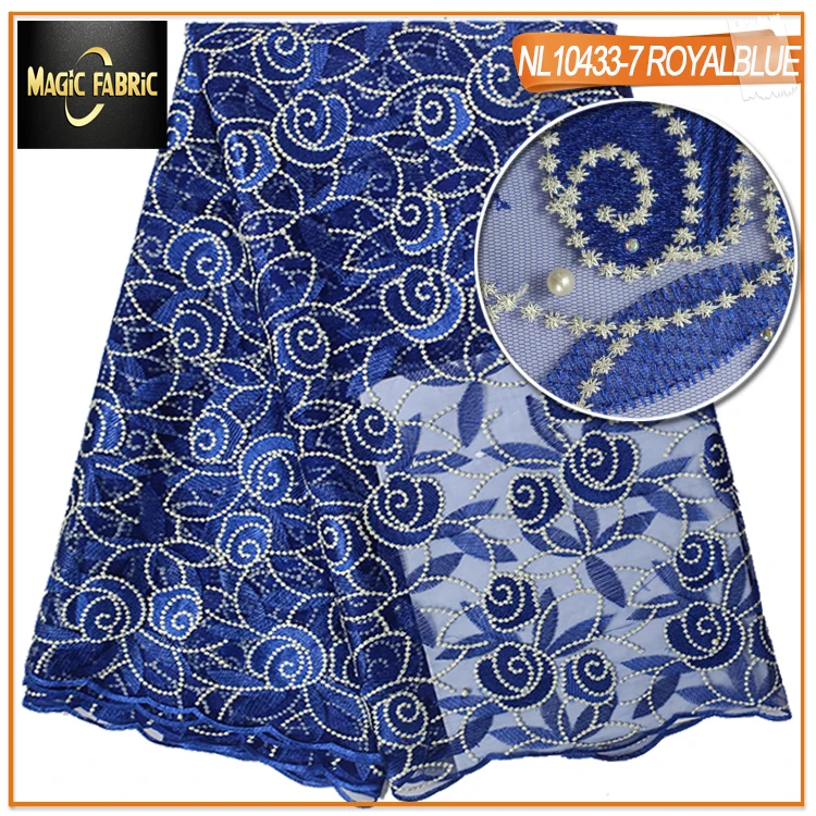 

Latest African Lace fabric 2017 With Stones Nigerian Tulle French Net Lace Fabric For Party dress NL10433