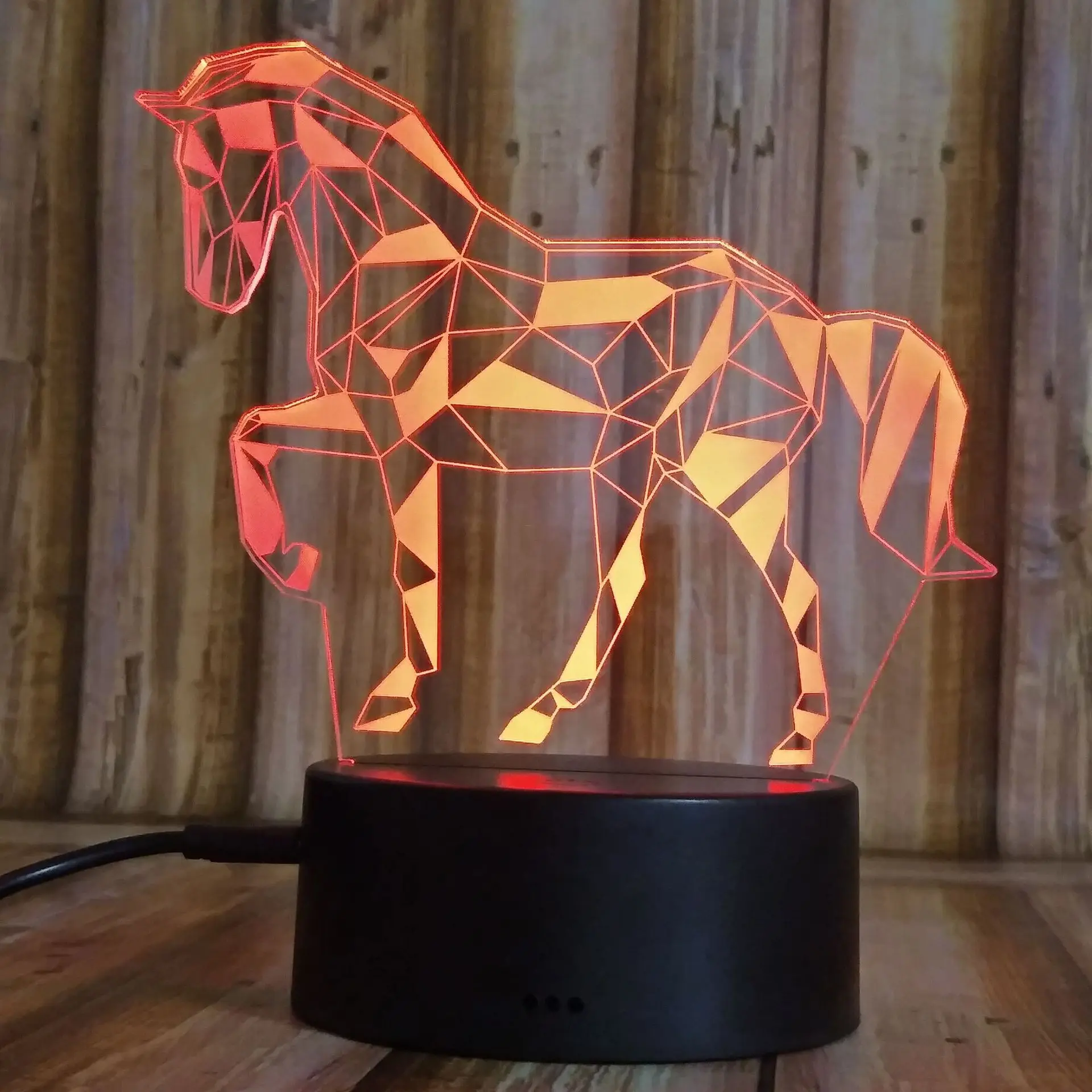 Акриловый 3D светильник с лошадью разноцветная настольная лампа для спальни