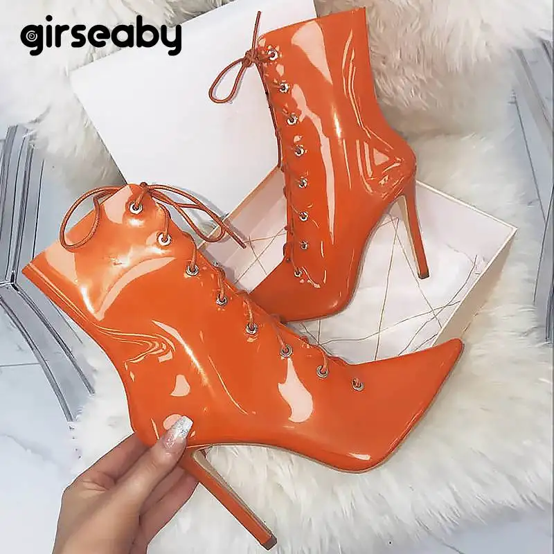 Girseaby/Новые прозрачные сапоги женские на тонком каблуке столбике Mujer пикантные
