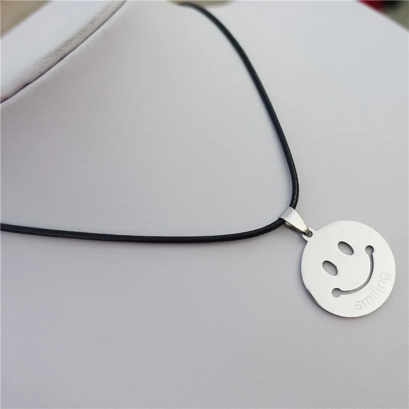 Кулон с улыбающимся лицом ожерелье из нержавеющей стали ювелирные изделия для