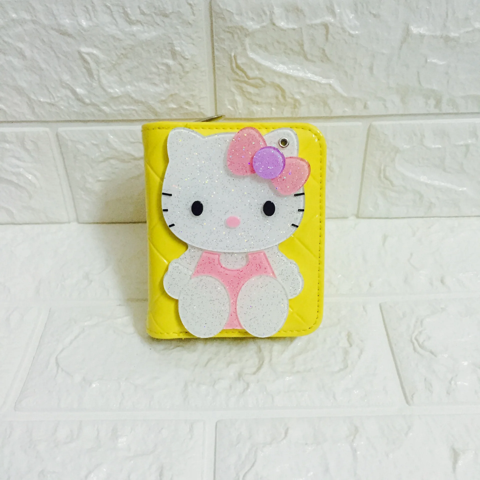 yellow Известная марка класса Люкс Малый милые короткие Магия Аниме Рисунок «Hello Kitty» кошелек женские портмоне и кошельки Portefeuille роковой 40 - Цвет: yellow