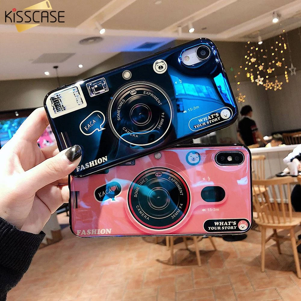 Чехол с рисунком камеры KISSCASE для iPhone 6 7 8 Plus Xs Max XR X Blue Ray мягкие чехлы из ТПУ 6S чехол