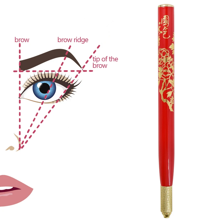

Microblading Pen Tattoo Manual Kit Permanent Makeup Eyebrow Lip Eyeliner Embroidery Cross Head Pen with 10Pcs Needles Set Supply