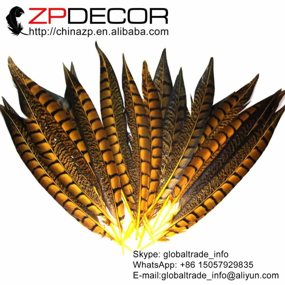 ZPDECOR 10 12 дюймов (25 30 см) 50 шт./лот окрашенные Золотые женские перья из хвоста фазана