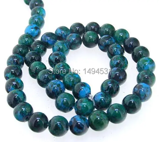 Высококачественные круглые азуритовые хризоколлы бусины с драгоценным камнем 8