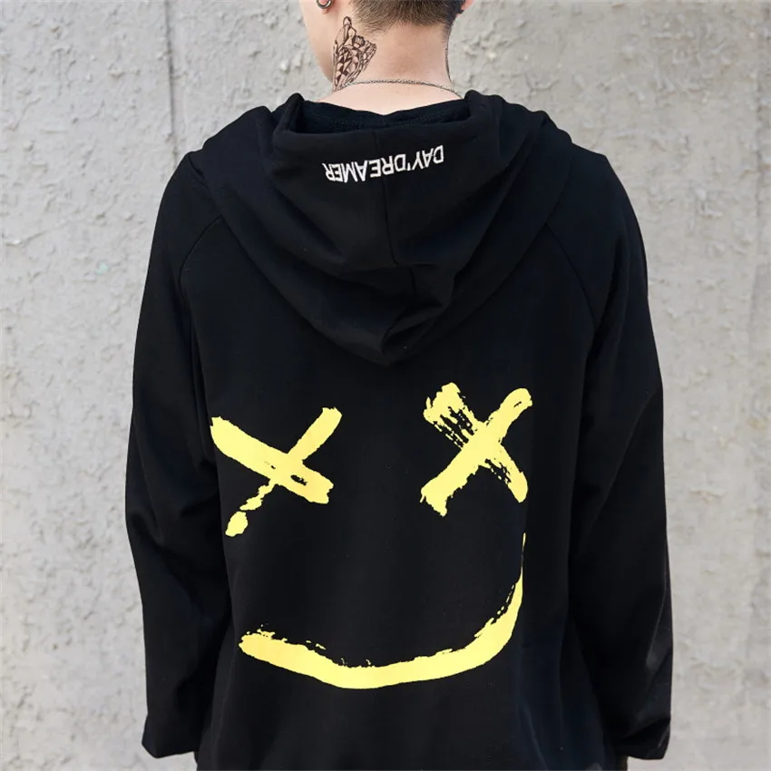 Dropshipping Suppliers Usa Men Hoodies Sweatshirts Smile Print Headwear Hoodie Hip Hop Streetwear hoodies size S-2XL 100% cotton | Мужская