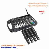 new system wireless 54ch dmx controller and 4pcs built in rechargeable battery wireless dmx receivers for moving stage