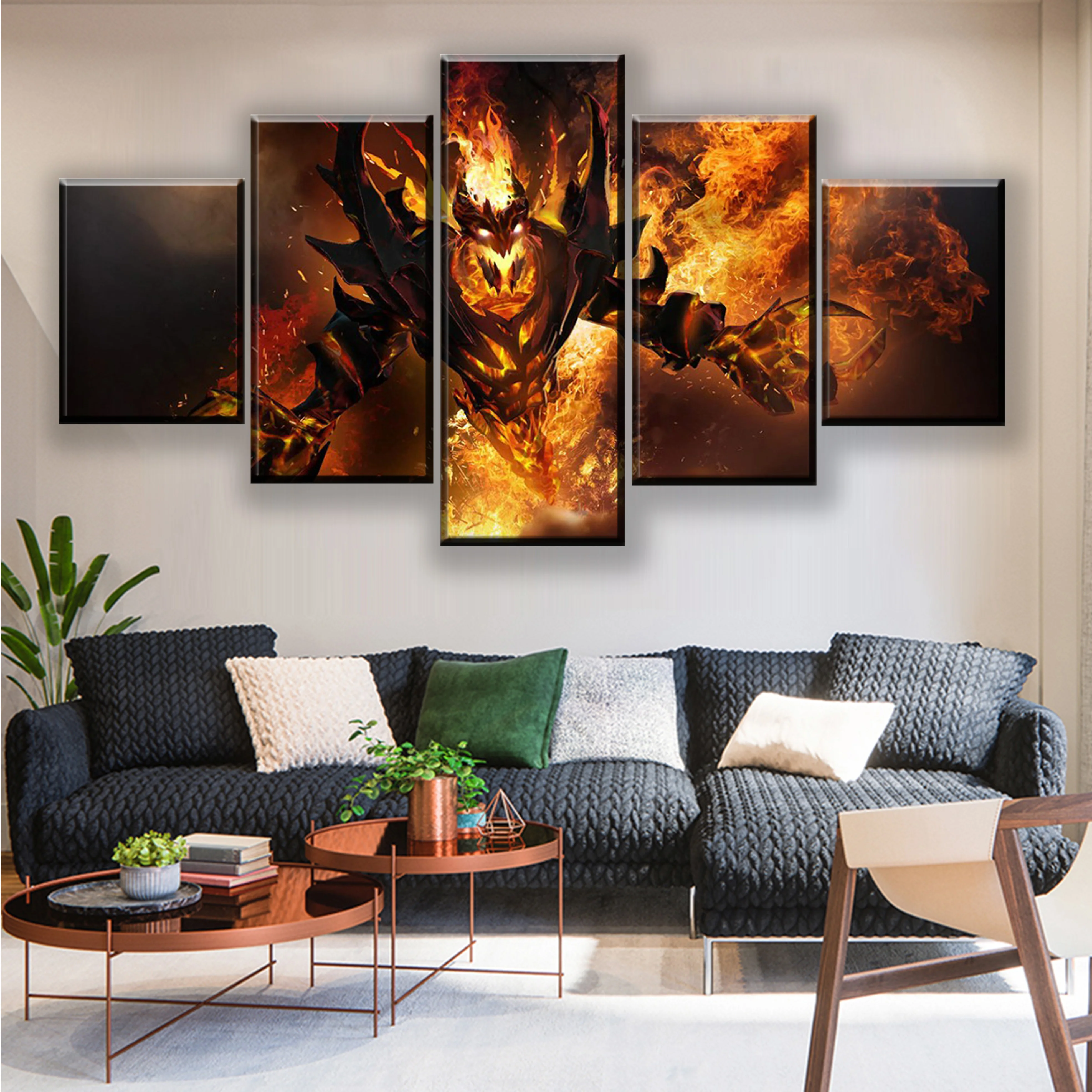 Постер DotA 2 с изображением огненных героев настенная Картина на холсте в