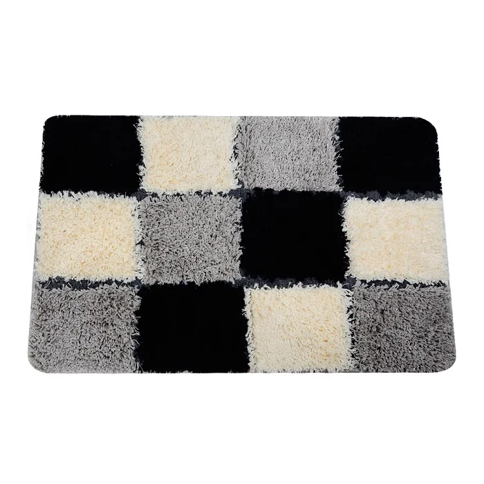 Black-Plaid Topfinel, современный клетчатый коврик для ванной, ковер для двери, для ванной, для гостиной, спальни, противоскользящий мягкий ковер для детского декора, однотонный напольный коврик - Цвет: Black-Plaid
