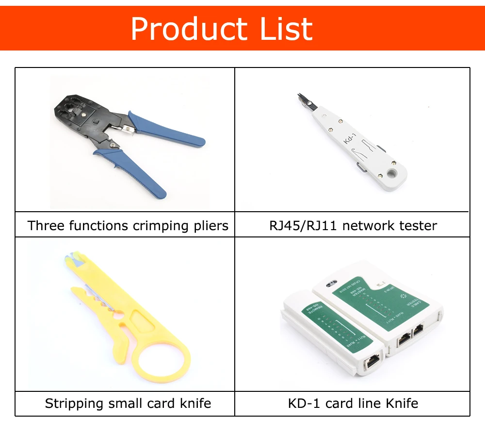 Сетевой Ethernet кабельный тестер RJ45 комплект RJ45 щипцы обжимной инструмент удар вниз RJ11 Cat5 Cat6 детектор провода 8P8C RJ45 набор инструментов