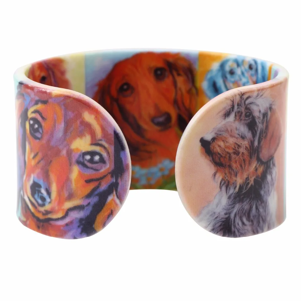 Акриловый браслет Bonsny широкий лежащий Такса браслеты с собакой уникальное