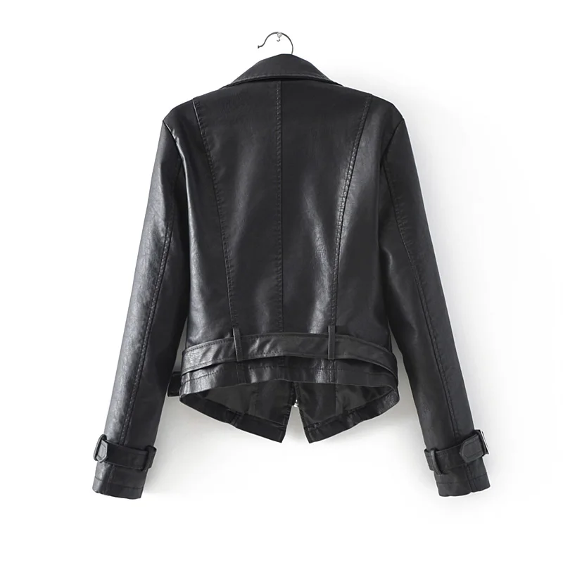 Женская байкерская куртка Lusumily Черная из искусственной кожи на молнии Chaqueta Mujer
