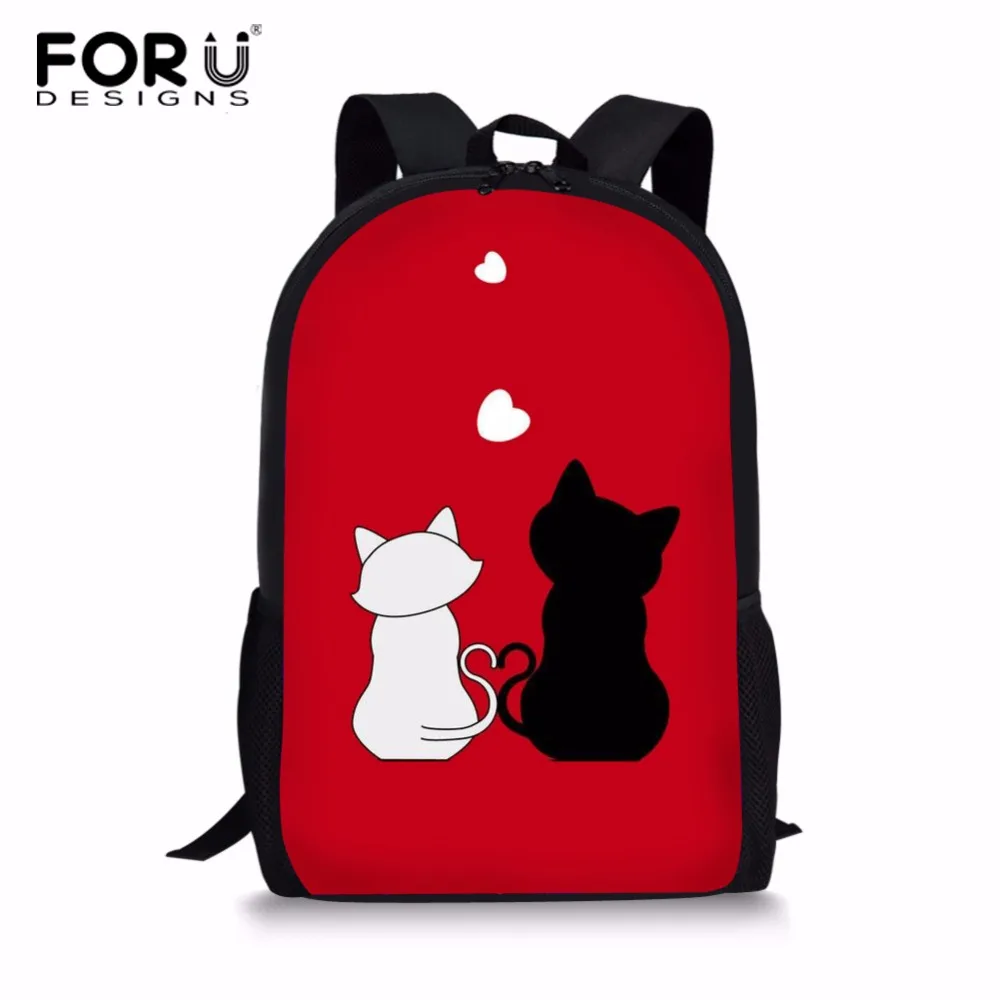 

FORUDESIGNS Cat Junior High School Backpacks For Girls Primary Kids Bags High Quality Large Capacity School Bags For Children
